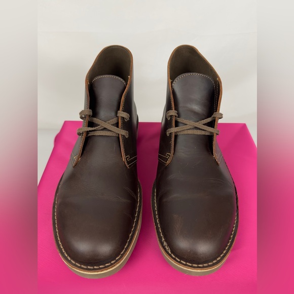 Clarks men's Bushacre 2 Lace Up Chukka Boot Dark Brown Leather US 11 1… - Picture 8 of 15
